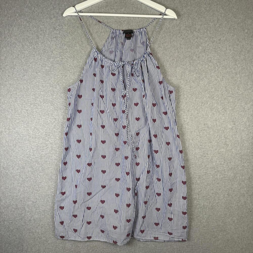 J. Crew Women's Size Medium Blue White Striped Heart Sleeveless Mini Dress